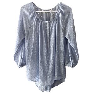 LC Lauren Conrad sky blue heart print sheer blouse